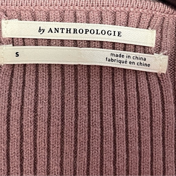 Anthropologie Womens Twofer Faux Wrap Sweater Size Small MauvePuff Sleeve Ribbed - Picture 12 of 12